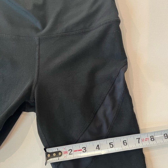 aerie Chill Play Move Black Mesh Panel Mid Rise Cropped Leggings Medium - Picture 5 of 12